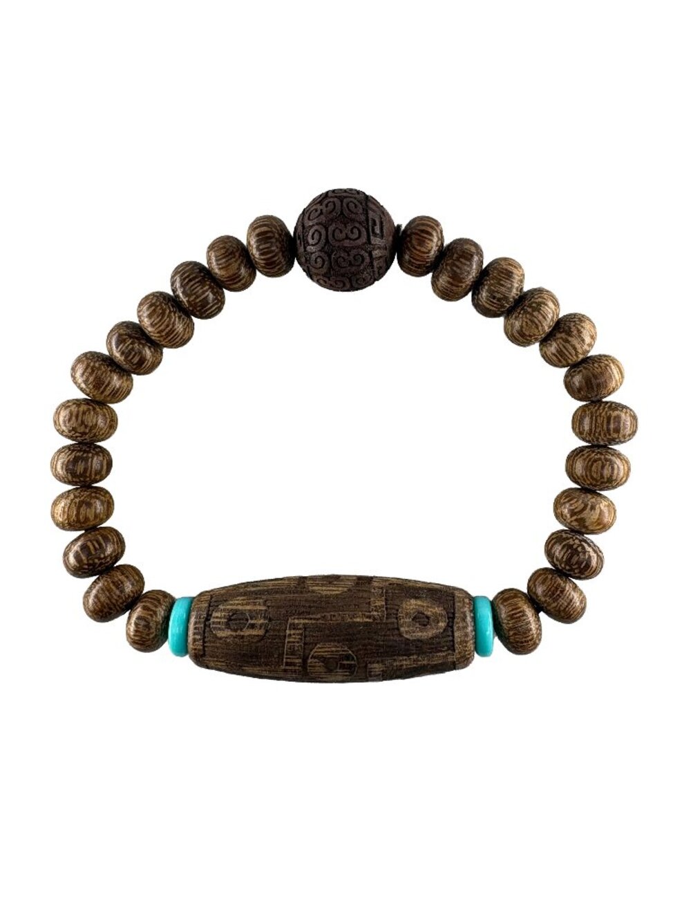 Dark Natural Agarwood 9mm Bead Bracelet Chenxiang Oud 13.5g w DZI & PiXiu Beads